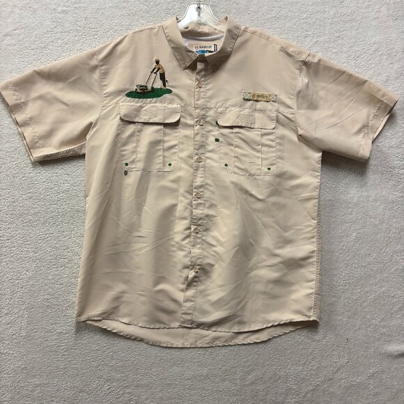 Magellan Shirt Mens XL Fish Gear Laguna Madre Mowing Man Decal Graphic Vented - Picture 1 of 10